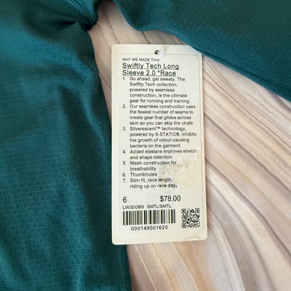 NEW! Lululemon Swiftly Tech Long-Sleeve Shirt 2.0 *Race Length Storm Teal Sz 6 - Picture 6 of 14